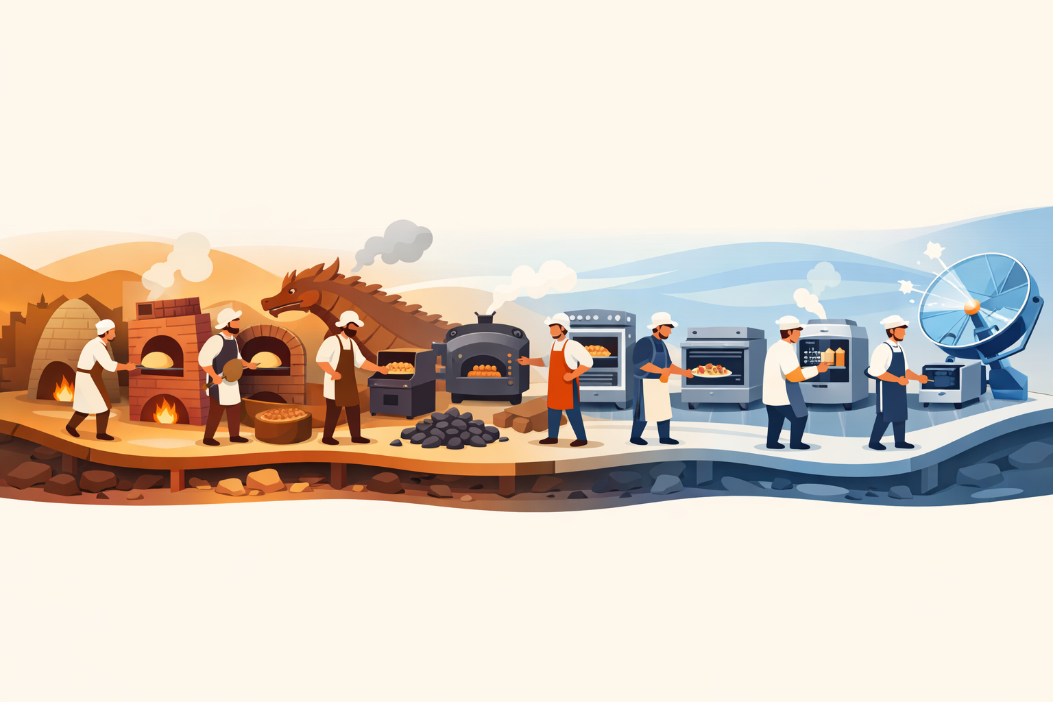 Image des différents four à travers les ages